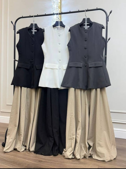 Flare Vest With Parachute Balloon Skirts Sets